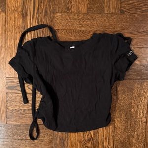 Alo short sleeve ribbed wrap top